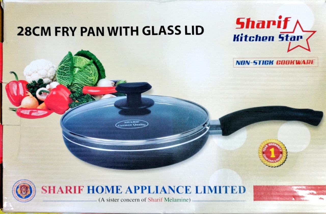 Sharif Non Stick Fry pan With Glass Lid 28 CM