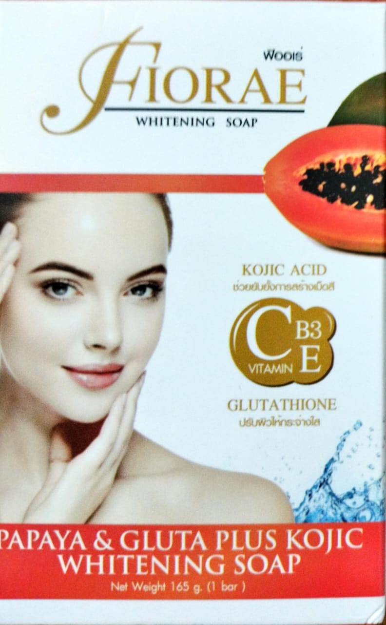 Fiorae Papaya & Gluta Plus Kojic Whitening Soap 165gm Made in Thailand