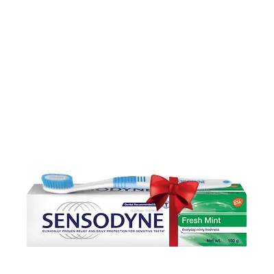 Sensodyne Fresh Mint Toothpaste (With Free Brush) 150 Gram