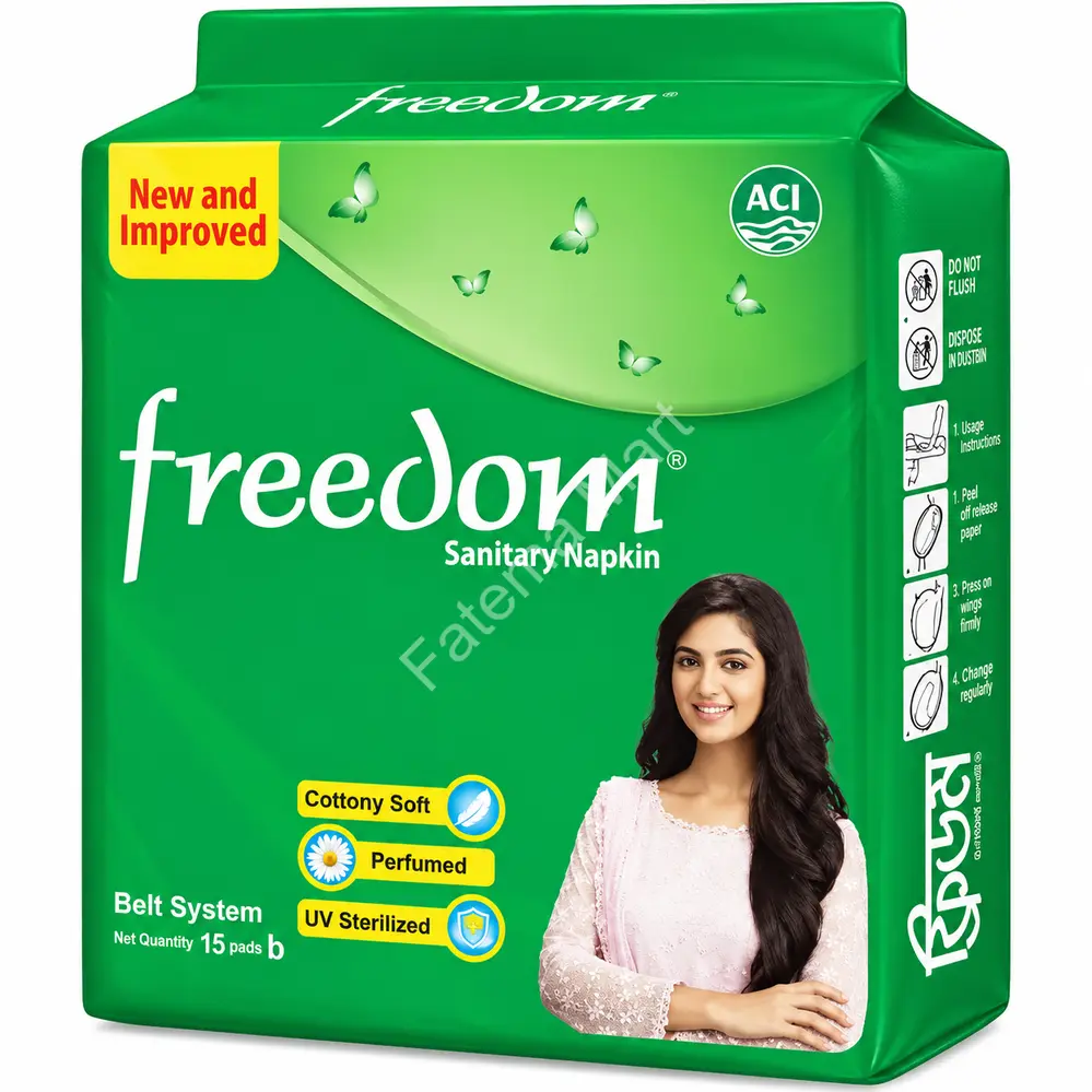 Freedom Sanitary Napkin (Cottony Soft) Belt System 15 Pads