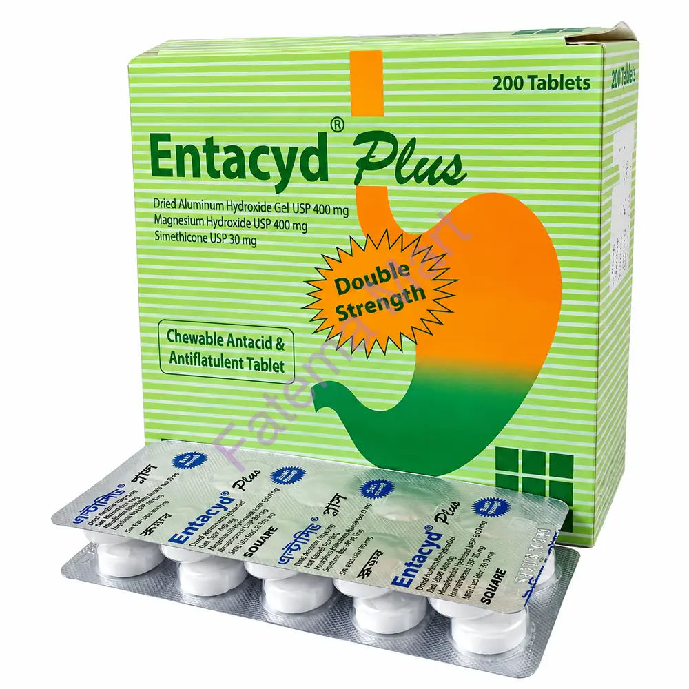Entacyd Plus Tablet (Aluminium Hydroxide + Magnesium Hydroxide + Simethicon) 400mg+400mg+30mg
